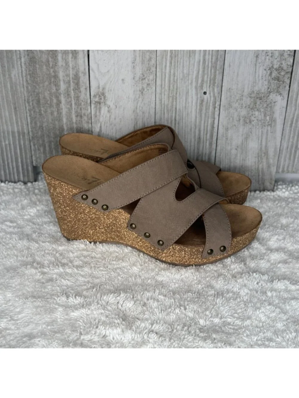 Vintage 7 Eight Wedge Platform Sandals 6 M